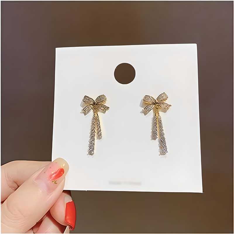 Bow Earrings Dangle Luxury Crystals Pendant Modern Women's Earrings - maagauri.com