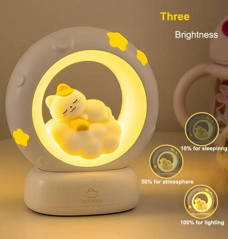 Sleeping Cat LED Night Light Lamp with Touch Control - maagauri.com