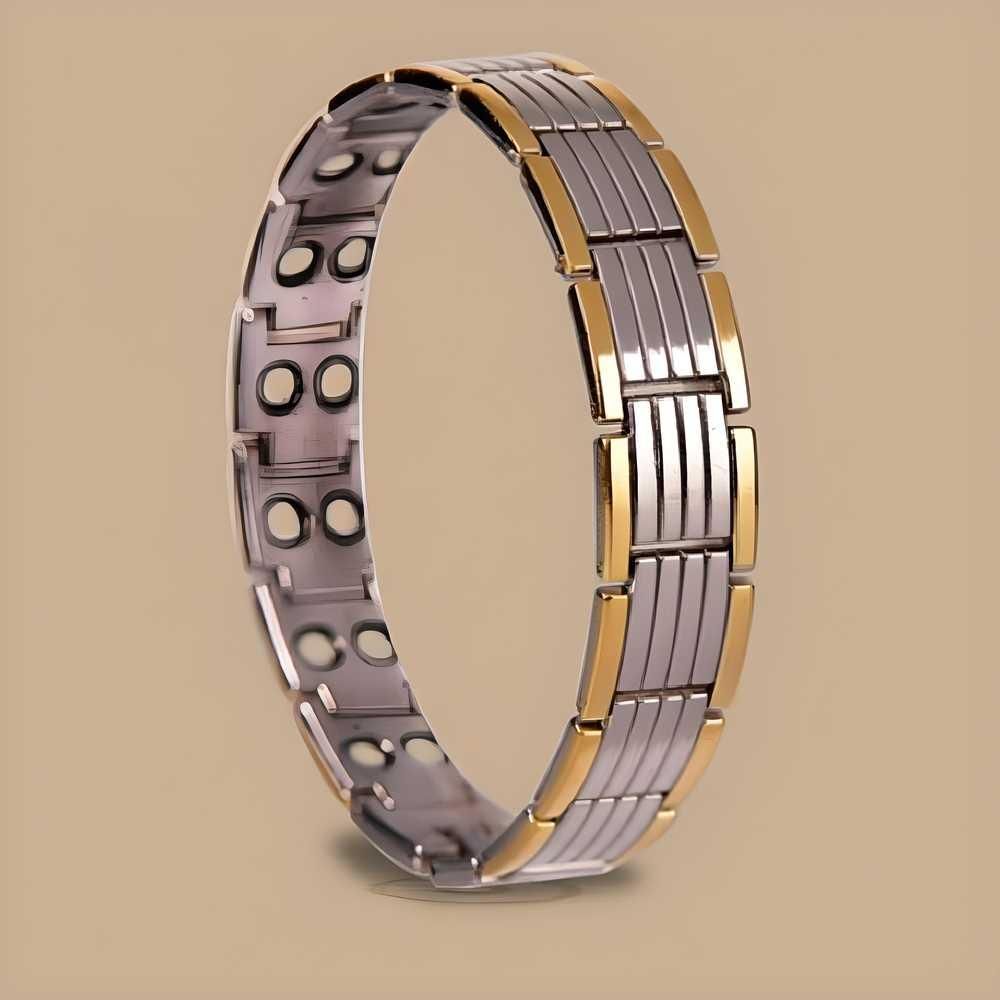 Ultra Strength Magnetic Therapy Bio Bracelet for Boys & Men (Silver & Gold) - maagauri.com