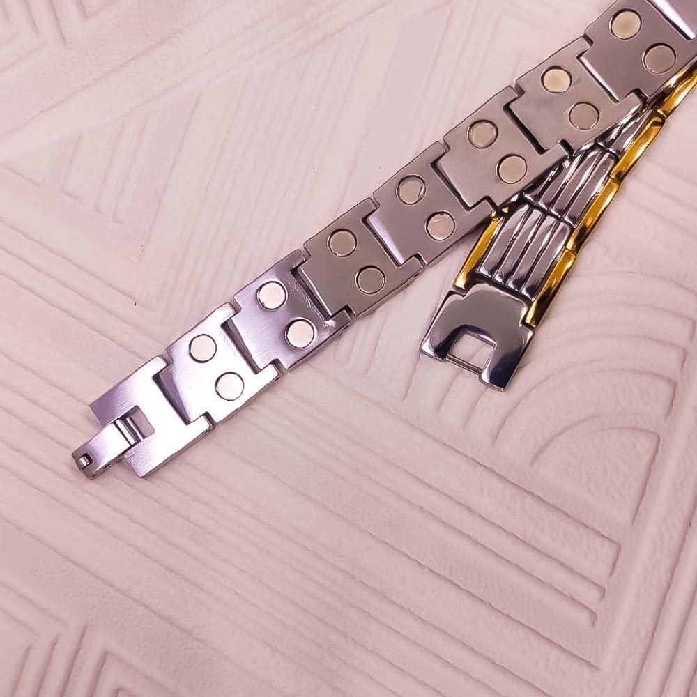 Ultra Strength Magnetic Therapy Bio Bracelet for Boys & Men (Silver & Gold) - maagauri.com