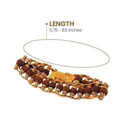 Genuine Paanch Mukhi Modern Rudraksha Bracelet With Gold Plating. - maagauri.com