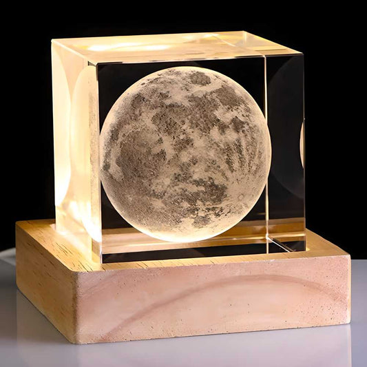 3D Crystal Cube Moon with LED Night Lamp - maagauri.com