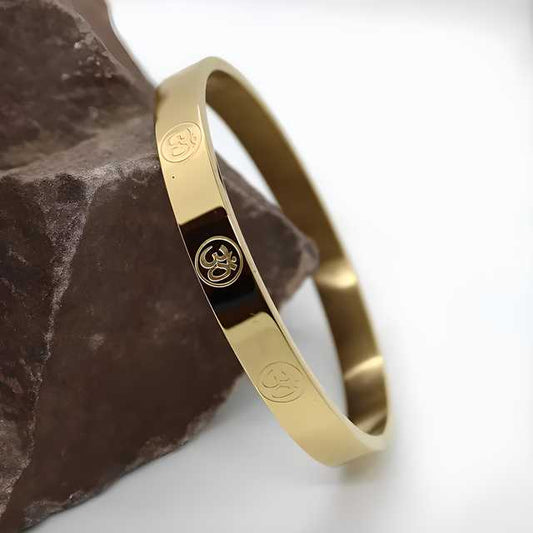 Carved Om  Gold Plated Bracelet - maagauri.com